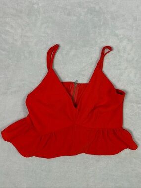 chic Red V-Neck Peplum Camisole